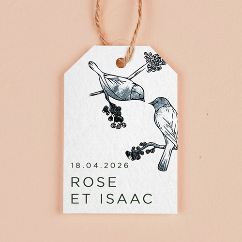 Étiquette rectangulaire de mariage Birds à personnaliser
