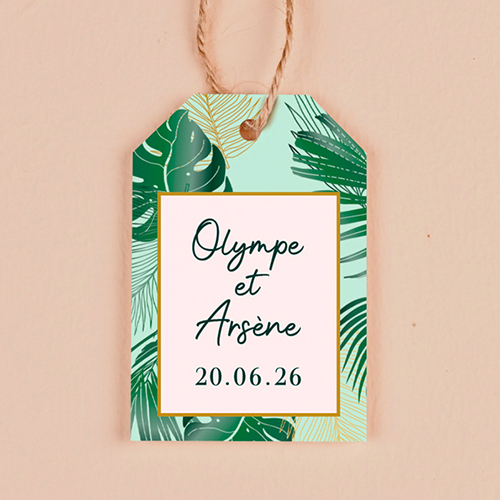 Étiquette rectangulaire de mariage Cadre tropical à personnaliser