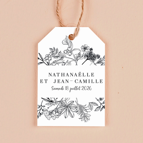 Étiquette rectangulaire de mariage Composition florale à personnaliser