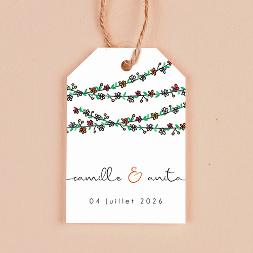Étiquette rectangulaire de mariage Guirlandes de fleurs à personnaliser