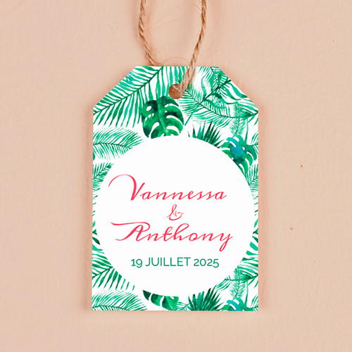 Étiquette rectangulaire de mariage Jungle à personnaliser