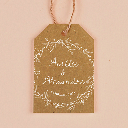 Étiquette rectangulaire de mariage Kraft à personnaliser