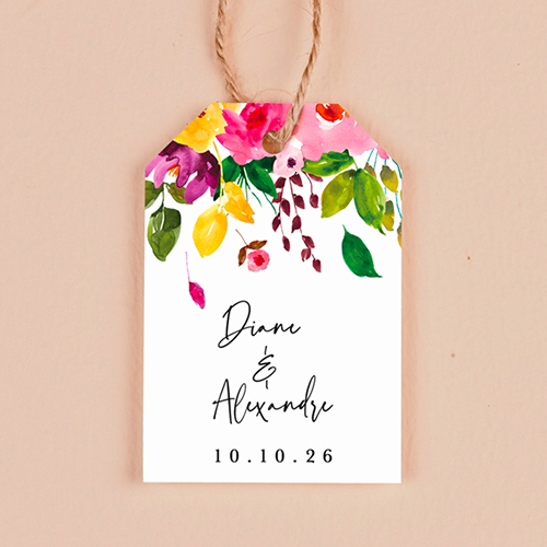 Étiquette rectangulaire de mariage Pensée à personnaliser