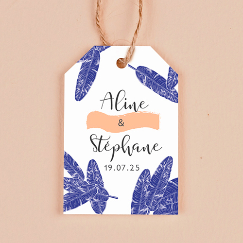 Étiquette rectangulaire de mariage Plumes à personnaliser