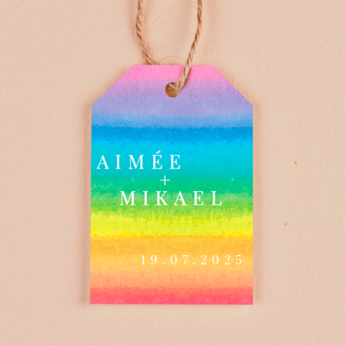 Étiquette rectangulaire de mariage Rainbow à personnaliser
