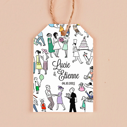 Étiquette rectangulaire de mariage Scène de mariage à personnaliser