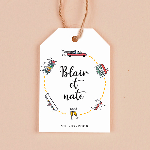 Étiquette rectangulaire de mariage Timeline à personnaliser