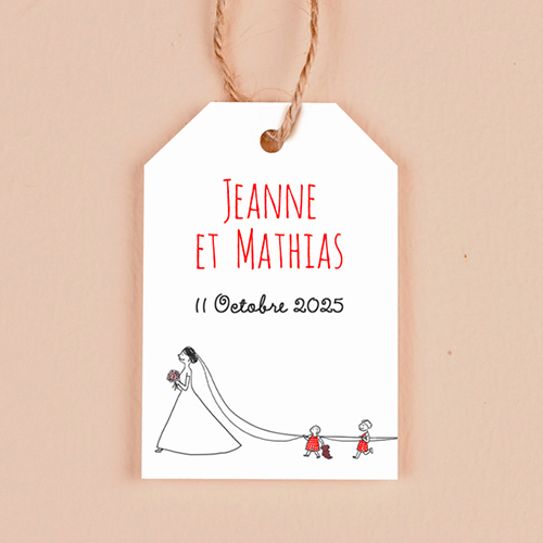Étiquette rectangulaire de mariage Traîne de la mariée à personnaliser