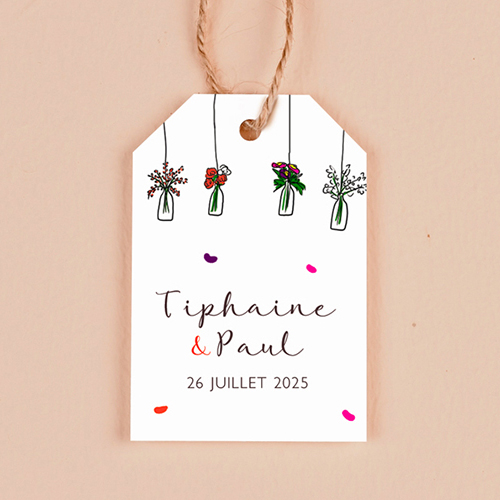 Étiquette rectangulaire de mariage Vases suspendus à personnaliser
