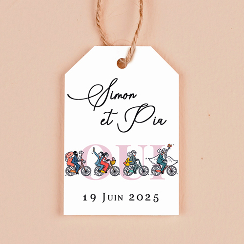 Étiquette rectangulaire de mariage Vélos à personnaliser