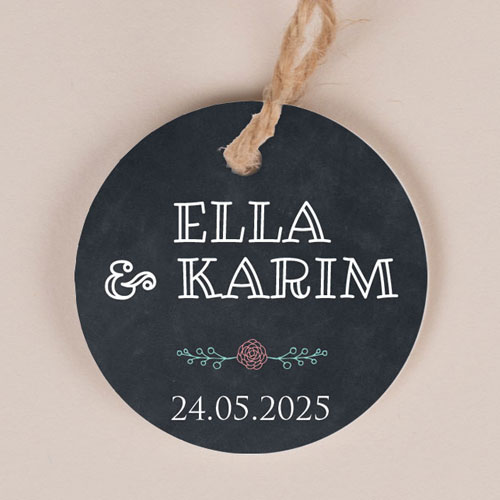 Etiquette ronde de mariage Ardoise à personnaliser