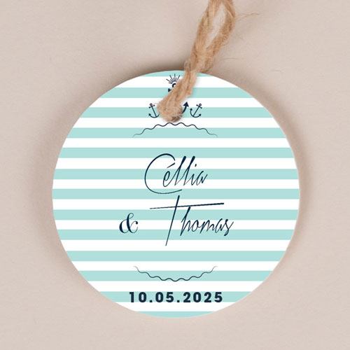Etiquette ronde de mariage Bord de mer à personnaliser
