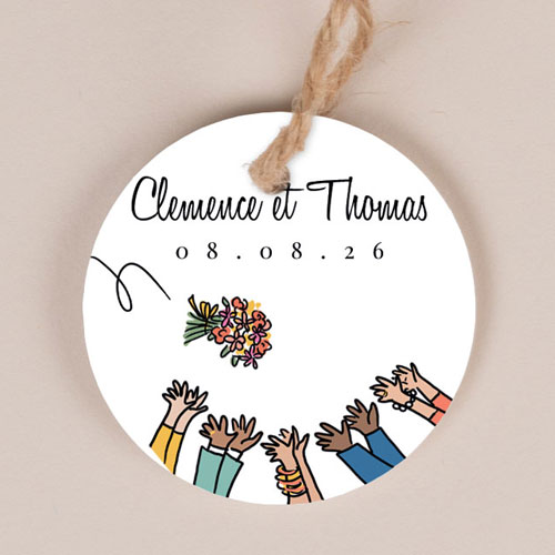 Etiquette ronde de mariage Bouquet à personnaliser
