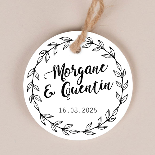 Etiquette ronde de mariage Couronne à personnaliser