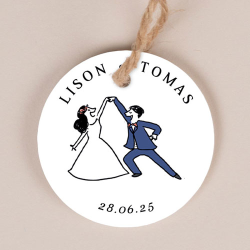 Etiquette ronde de mariage Danseurs à personnaliser