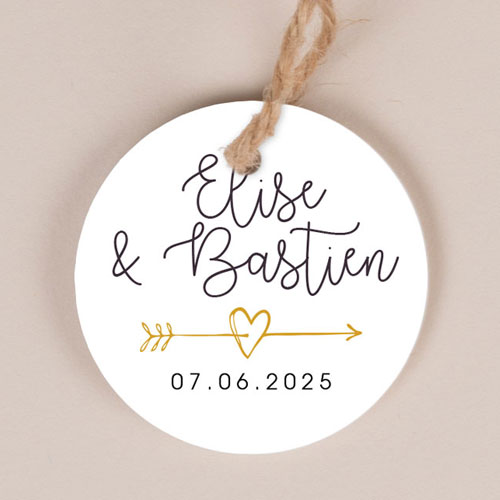 Etiquette ronde de mariage Flèche à personnaliser