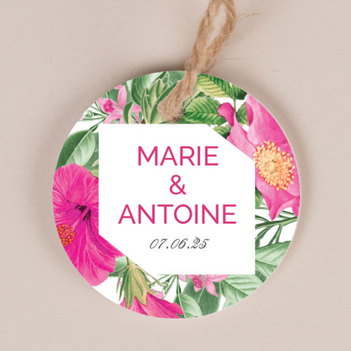Etiquette ronde de mariage Floral à personnaliser