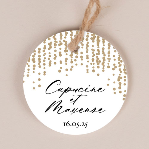 Etiquette ronde de mariage Glitter à personnaliser