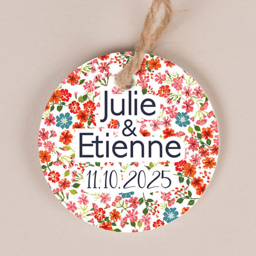 Etiquette ronde de mariage Liberty à personnaliser