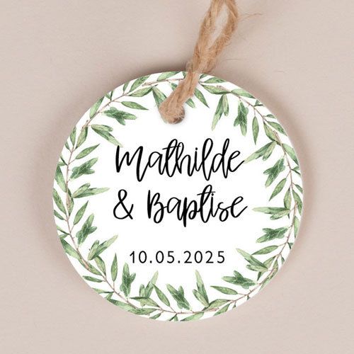 Etiquette ronde de mariage Natural à personnaliser