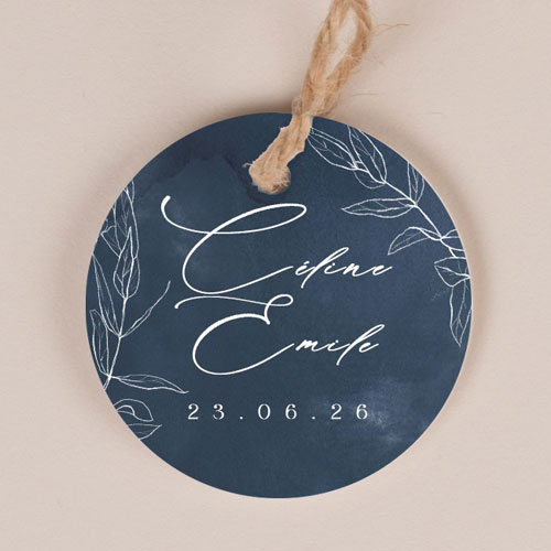 Etiquette ronde de mariage Navy à personnaliser