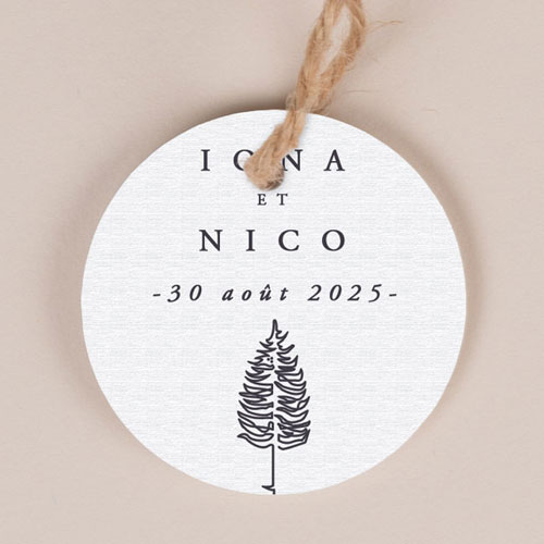 Etiquette ronde de mariage Tall tree à personnaliser