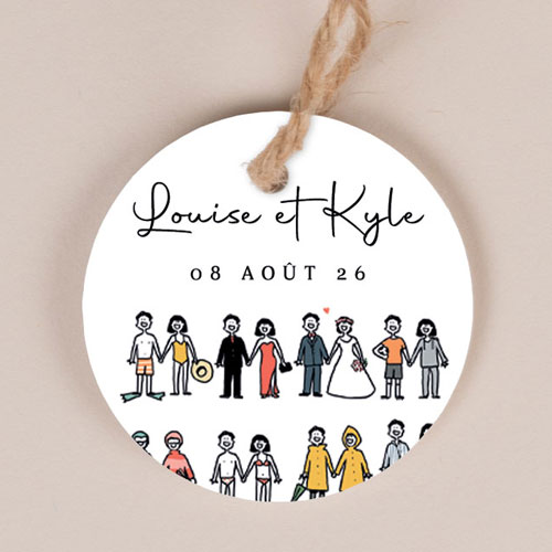 Etiquette ronde de mariage Tenues à personnaliser