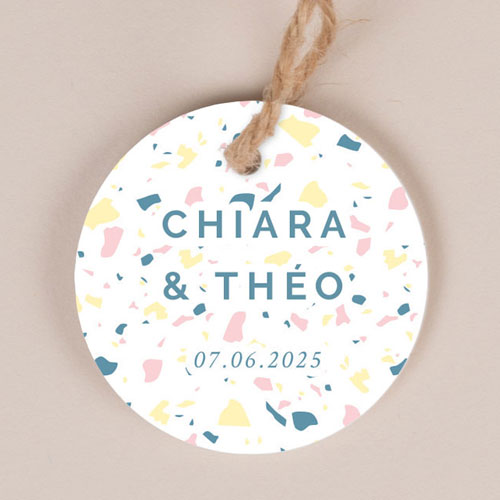 Etiquette ronde de mariage Terrazzo à personnaliser