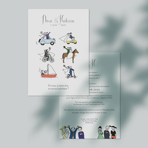 Faire-part de mariage Arrivée des mariés à personnaliser
