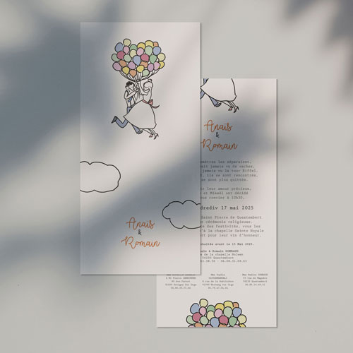 Faire-part de mariage Ballons à personnaliser