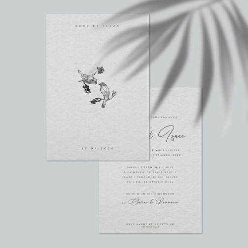 Faire-part de mariage Birds à personnaliser