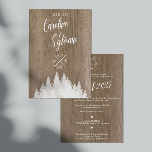 Faire-part de mariage Bois à personnaliser