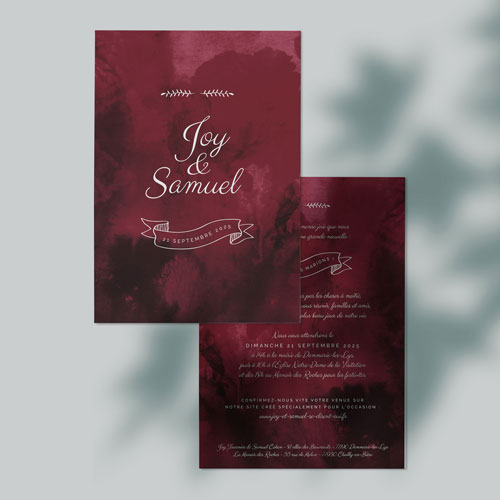 Faire-part de mariage Burgundy à personnaliser
