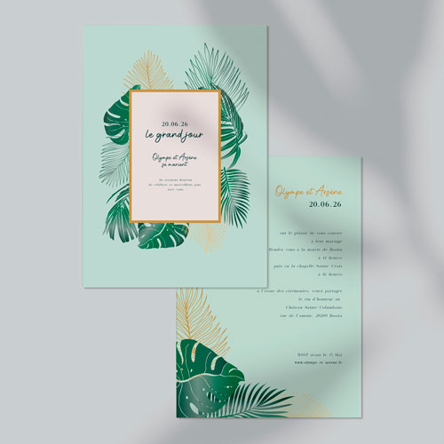 Faire-part de mariage Cadre tropical à personnaliser