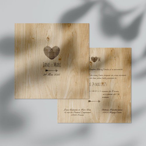 Faire-part de mariage Coeur à personnaliser