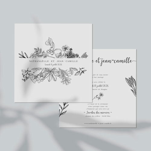 Faire-part de mariage Composition florale à personnaliser
