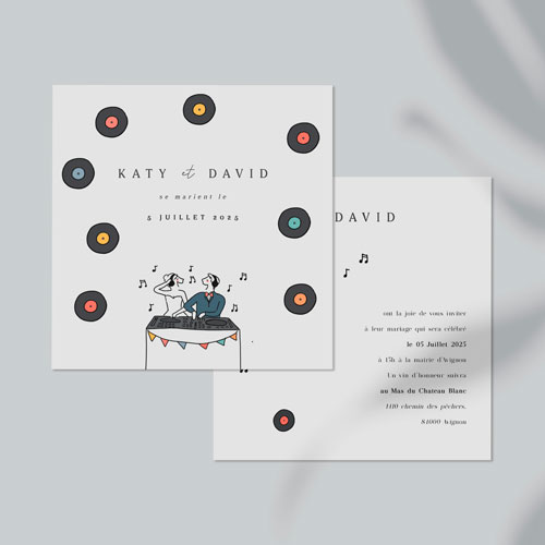 Faire-part de mariage Djs à personnaliser