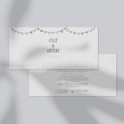 Faire-part de mariage Fanions à personnaliser