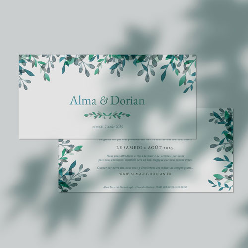 Faire-part de mariage Feuillage délicat à personnaliser