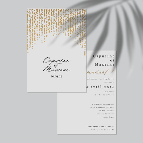 Faire-part de mariage Glitter à personnaliser