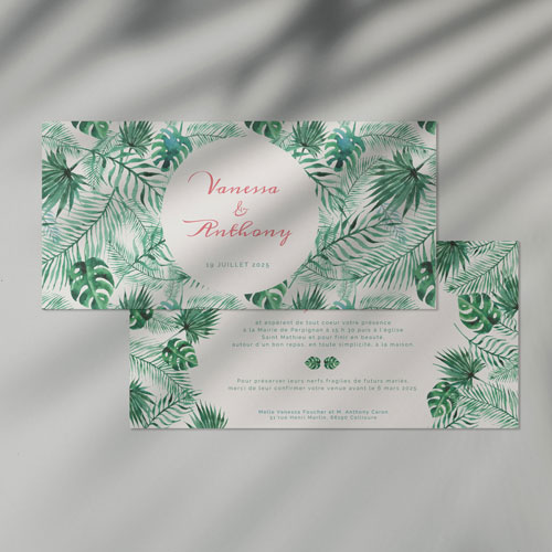 Faire-part de mariage Jungle à personnaliser