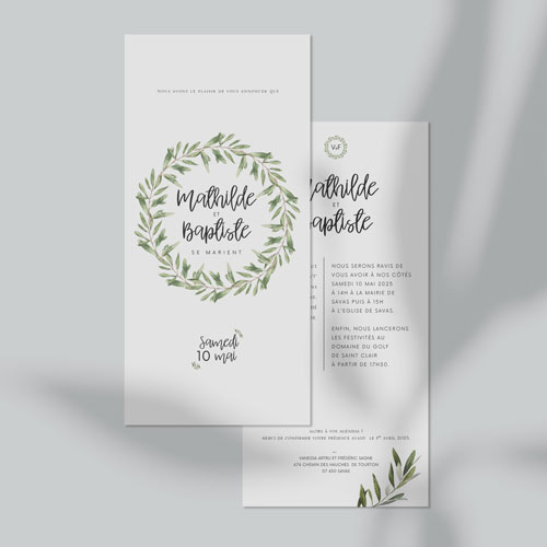Faire-part de mariage Natural à personnaliser