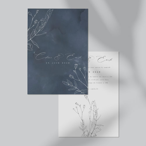 Faire-part de mariage Navy à personnaliser