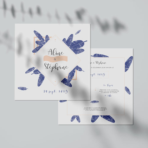 Faire-part de mariage Plumes à personnaliser