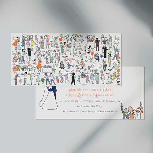 Faire-part de mariage Scène de mariage à personnaliser