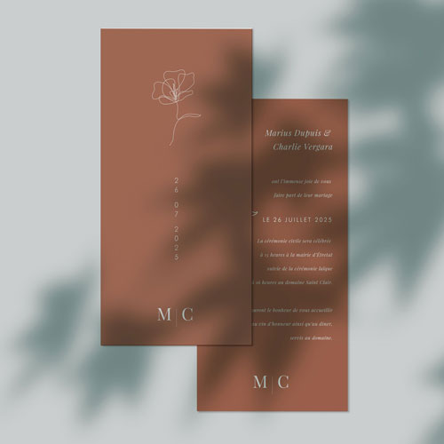 Faire-part de mariage Terracotta à personnaliser