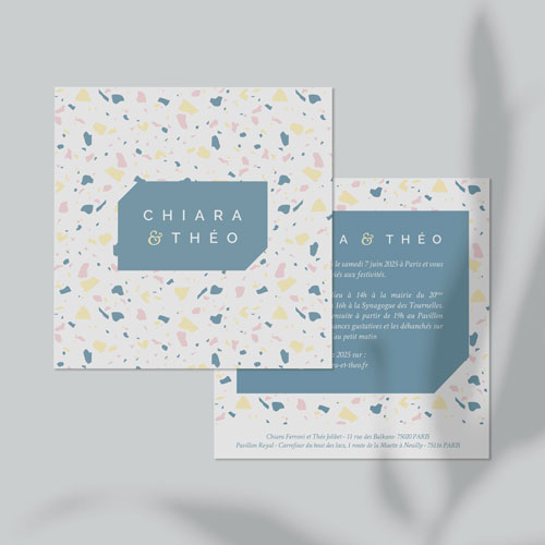 Faire-part de mariage Terrazzo à personnaliser