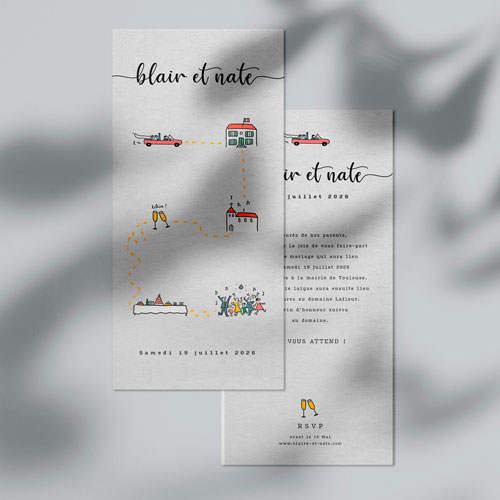Faire-part de mariage Timeline à personnaliser