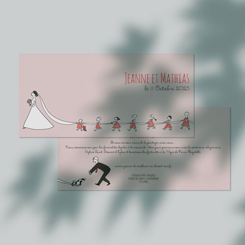 Faire-part de mariage Traîne de la mariée à personnaliser