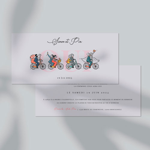 Faire-part de mariage Vélos à personnaliser